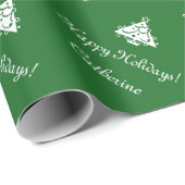 Papier Cadeau Papier d'emballage personnalisé de Noël vert mat (Coin rond)