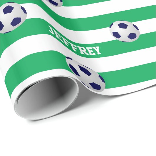 Papier Cadeau Papier d'emballage personnalisé, le football, (Coin rond)