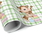 Papier Cadeau Papier d'emballage pour bébé Unisex Monkey (Coin rond)
