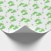 Papier Cadeau Papier d'emballage pour bébé vert unisex pieds (Coin)