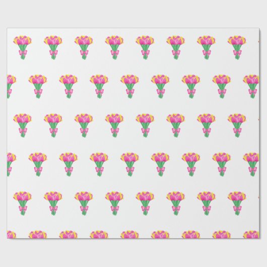 Papier Cadeau Papier d'emballage pour bouquet de tulipes roses e (Plat)