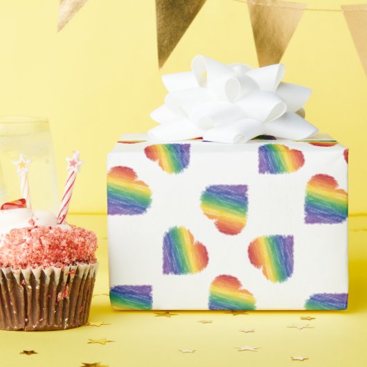 Papier Cadeau Papier d'emballage pour coeur arc-en-ciel (Fête d'anniversaire)