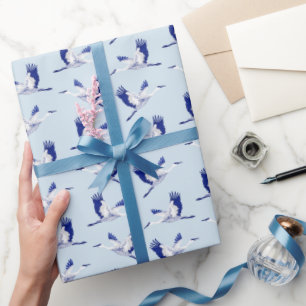 Papier Cadeau Papier d'emballage pour grues bleues et blanches