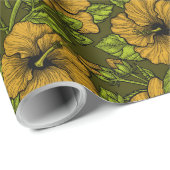 Papier Cadeau Papier d'emballage pour hibiscus jaune (Coin rond)
