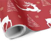 Papier Cadeau Papier d'emballage pour rennes et arbres (Coin rond)