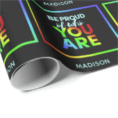 Papier Cadeau Papier d'emballage Pride de nom personnalisé (Coin rond)