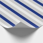 Papier Cadeau Papier d'emballage rayé bleu marine blanc et gris (Coin)