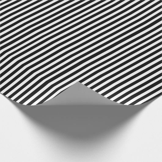 Papier Cadeau Papier d'emballage rayé noir et blanc (Coin)