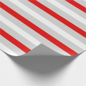 Papier Cadeau Papier d'emballage rayé rouge blanc et gris (Coin)