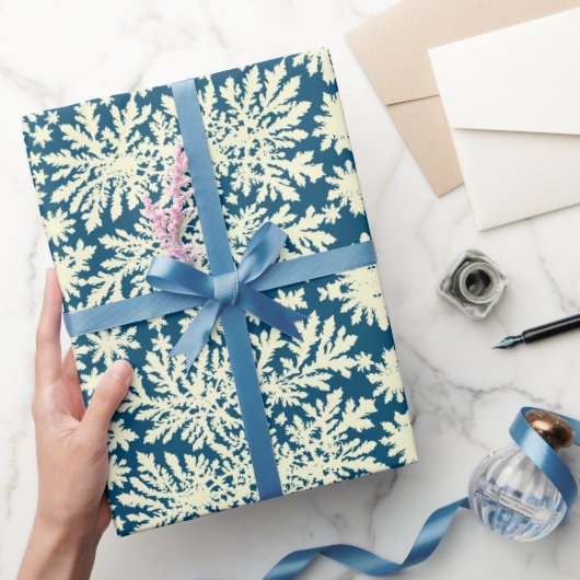 Papier Cadeau Papier d'emballage Retro Navy avec flocons de neig (Cadeaux)