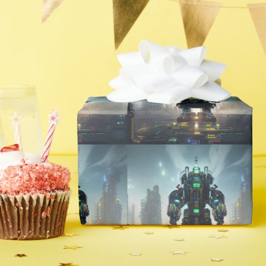Papier Cadeau Papier d'emballage Robot 4 brillant (Fête d'anniversaire)