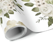 Papier Cadeau Papier d'emballage Rose Blanche (Coin rond)