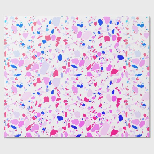 Papier Cadeau Papier d'emballage rose, bleu violet terrazzo fait (Plat)