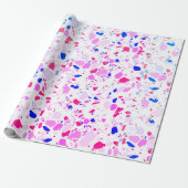 Papier Cadeau Papier d'emballage rose, bleu violet terrazzo fait (Déroulé)