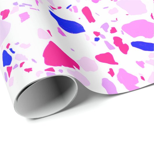 Papier Cadeau Papier d'emballage rose, bleu violet terrazzo fait (Coin rond)