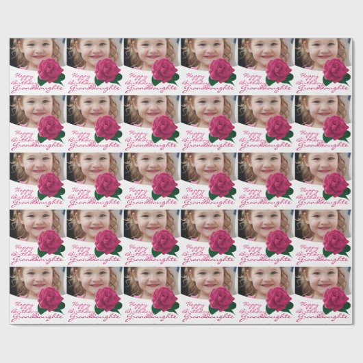 Papier Cadeau Papier d'emballage rose de petite-fille de joyeux (Plat)