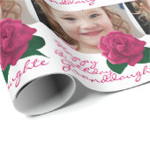 Papier Cadeau Papier d'emballage rose de petite-fille de joyeux (Coin rond)