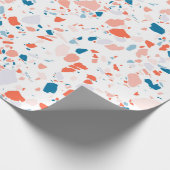 Papier Cadeau Papier d'emballage rose et bleu terrazzo fait main (Coin)
