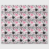 Papier Cadeau Papier d'emballage rose et noir (Plat)