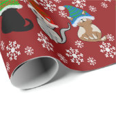 Papier Cadeau Papier d'emballage rouge casquette pour chat Kitty (Coin rond)