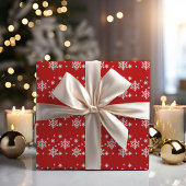 Papier Cadeau Papier d'emballage rouge et blanc Snowflake