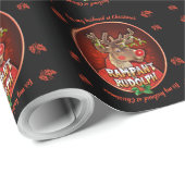 Papier Cadeau Papier d'emballage rouge glacé Rampant Rudolph mar (Coin rond)