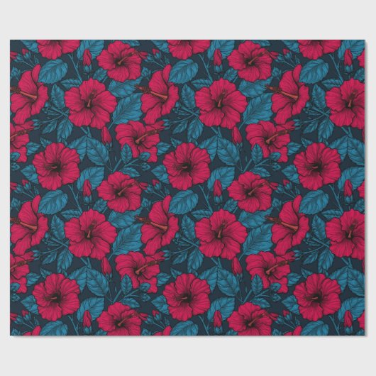 Papier Cadeau Papier d'emballage rouge hibiscus (Plat)