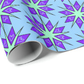 Papier Cadeau papier d'emballage turquoise bleu et violet (Coin rond)