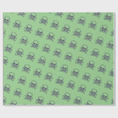 Papier Cadeau Papier d'emballage vert crâne brillant (Plat)