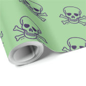 Papier Cadeau Papier d'emballage vert crâne brillant (Coin rond)