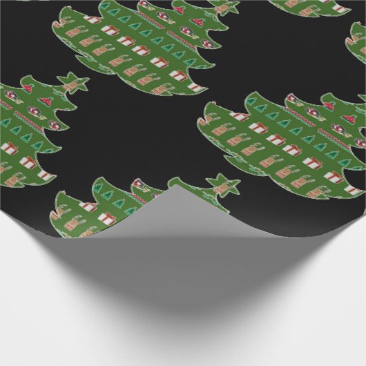 Papier Cadeau Papier d'emballage vert de Noël pour cadeaux (Coin)