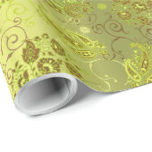 Papier Cadeau Papier d'emballage vert de Paisley (Coin rond)