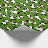Papier Cadeau Papier d'emballage vert de panda de Noël (Coin)