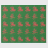 Papier Cadeau Papier d'emballage Vert-Rouge moderne d'arbre de (Plat)
