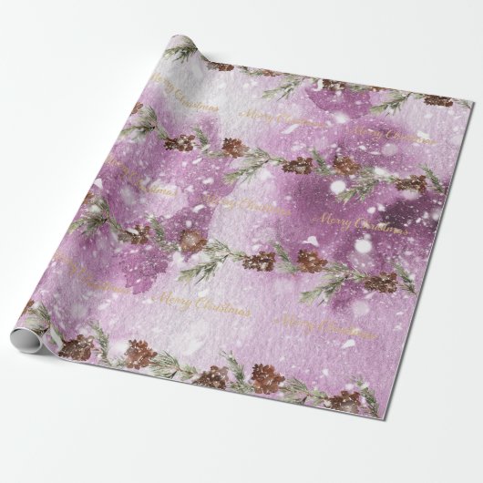 Papier Cadeau Papier d'emballage violet de noël (Déroulé)