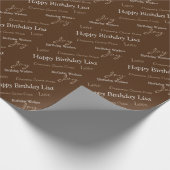 Papier Cadeau Papier d'enlèvement d'anniversaire Brown Nom perso (Coin)