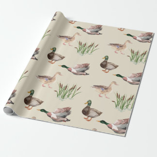 Papier Cadeau Papier d'enlèvement de canard de Mallard et de Hen