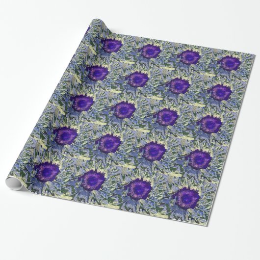 Papier Cadeau Papier d'enlèvement de fleurs violettes (Déroulé)