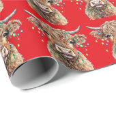 Papier Cadeau Papier d'enlèvement de la vache Highland (Coin rond)