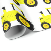 Papier Cadeau Papier d'enlèvement de tracteur jaune (Coin rond)