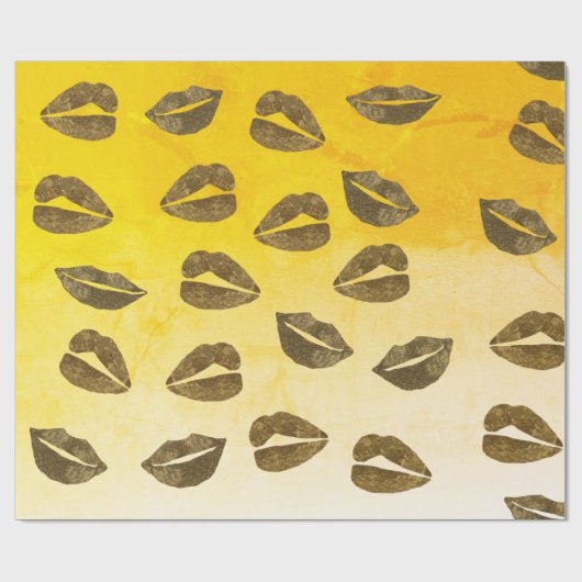 Papier Cadeau Papier d'enlèvement des lèvres d'huile d'or (Plat)