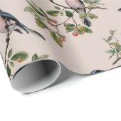 Papier Cadeau Papier d'enlèvement d'oiseaux vintages (Coin rond)