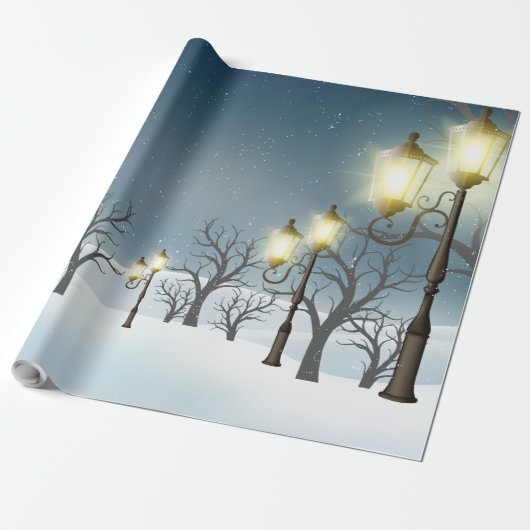 Papier Cadeau Papier d'enlèvement motif de forêt d'hiver (Déroulé)