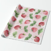Papier Cadeau Papier d'enrobage aux fraises roses (Déroulé)