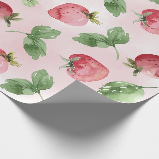 Papier Cadeau Papier d'enrobage aux fraises roses (Coin)