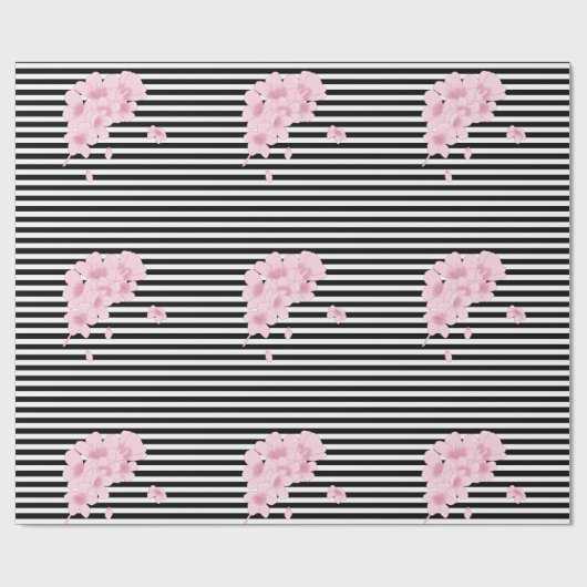 Papier Cadeau Papier d'enrobage de bande de fleurs (Plat)