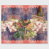 Papier Cadeau Papier d'enrobage de BOUTEILLE ET FLEURS (Plat)