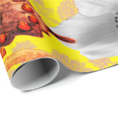 Papier Cadeau Papier d'enrobage de BOUTEILLE ET FLEURS (Coin rond)