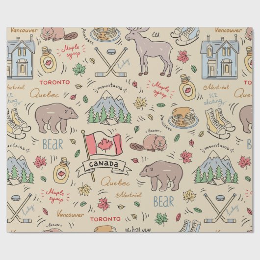 Papier Cadeau Papier d'enrobage de canicules canadiens (Plat)