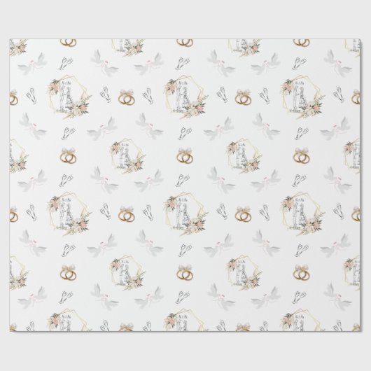 Papier Cadeau Papier d'enrobage de conception mariage (Plat)